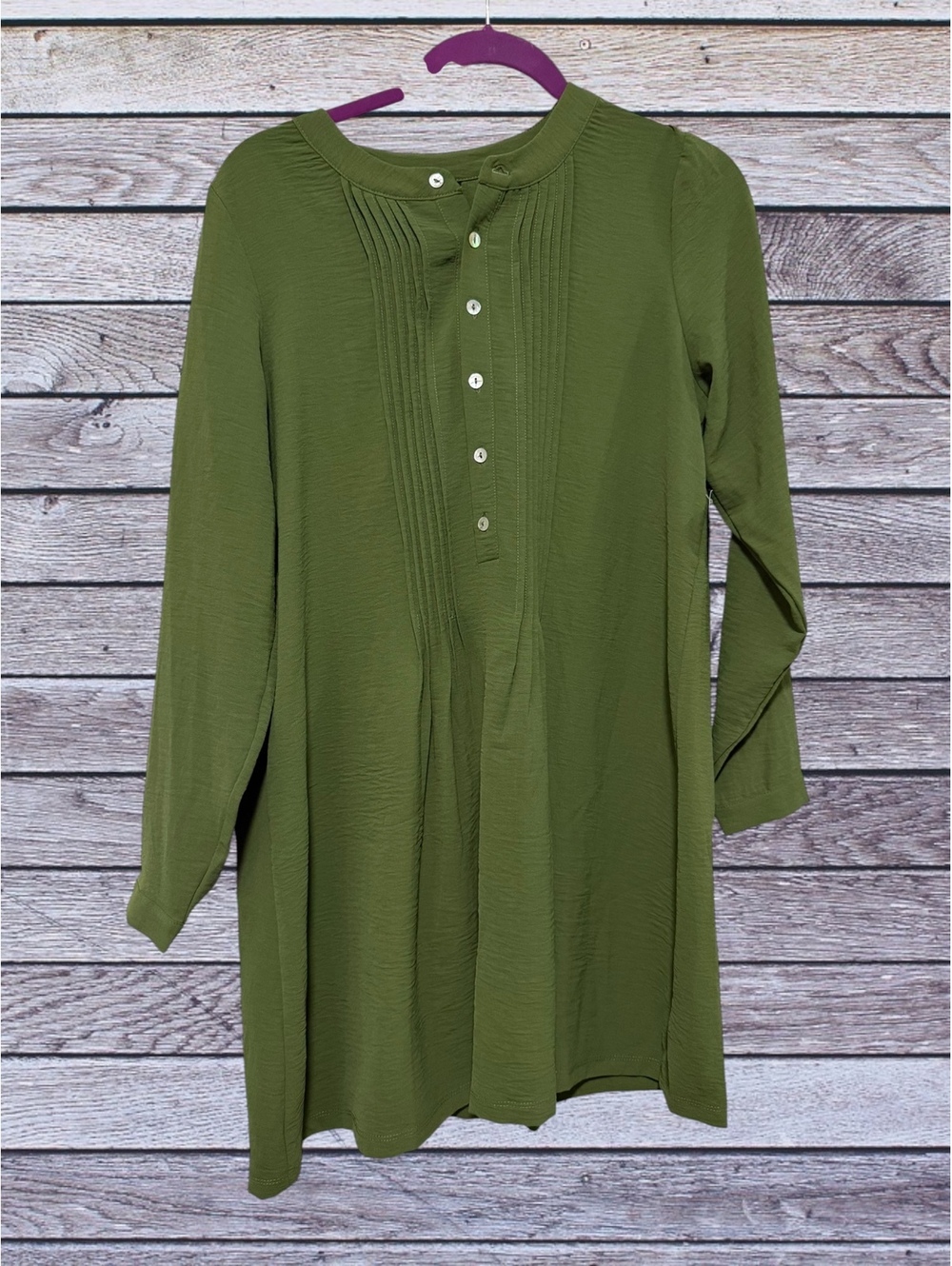 NEW JW Olive Green Long Sleeve Tunic Dress Size Small